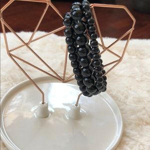 Black beaded bracelet set